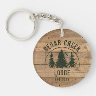 Porte-clefs Cabine Rustic Wood Nom de famille Personnalisé