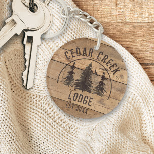 Porte-clefs Cabine Rustic Wood Nom de famille Personnalisé