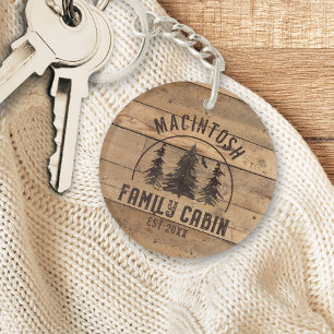 Porte-clefs Cabine Rustic Wood Nom de famille Personnalisé