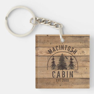 Porte-clefs Cabine Rustic Wood Photo personnalisée