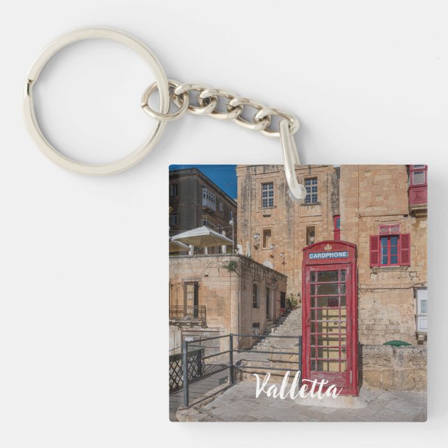 Porte-clefs Cabine téléphonique rouge à La Valette Malte (Devant)
