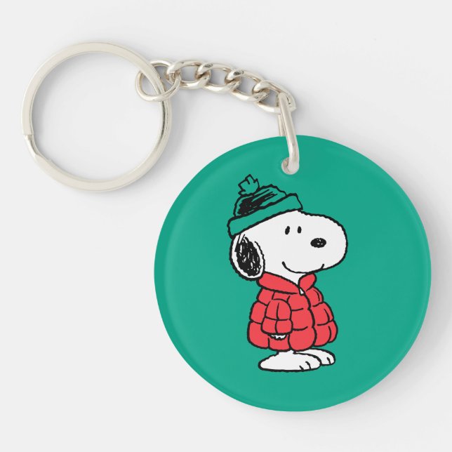 Porte-clefs cacahuètes | Snoopy Chat d'hiver et Casquette (Devant)