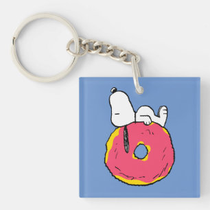 Porte-clefs cacahuètes   Snoopy Donut rose