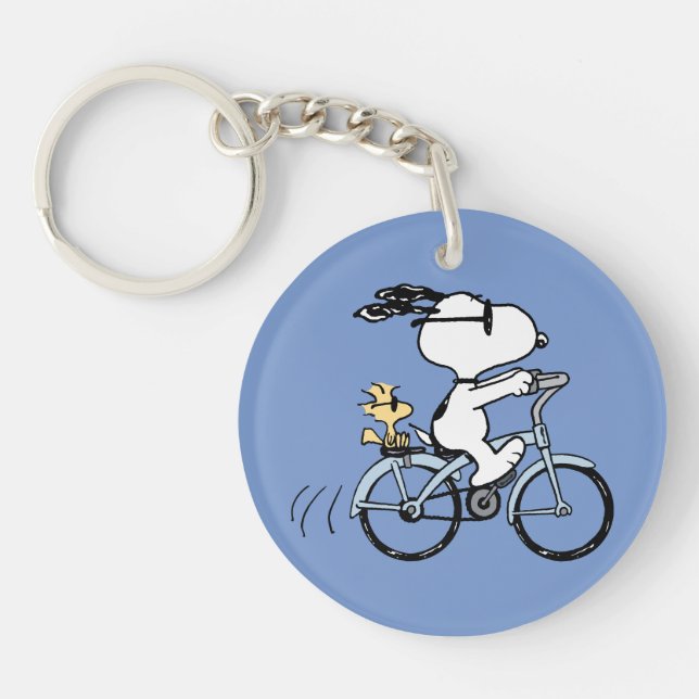Porte-clefs cacahuètes | Vélo Snoopy & Woodstock (Devant)