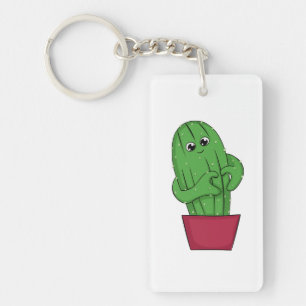 Porte-clefs Cactus de dessin animé faisant un signe de cœur av