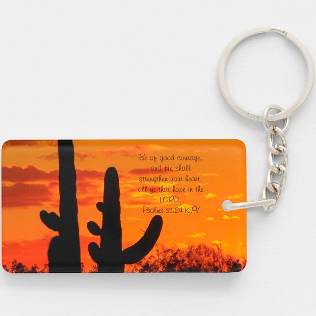 Porte-clefs Cactus De L'Arizona Saguaro Avec Coucher De Soleil (Créateur téléchargé)