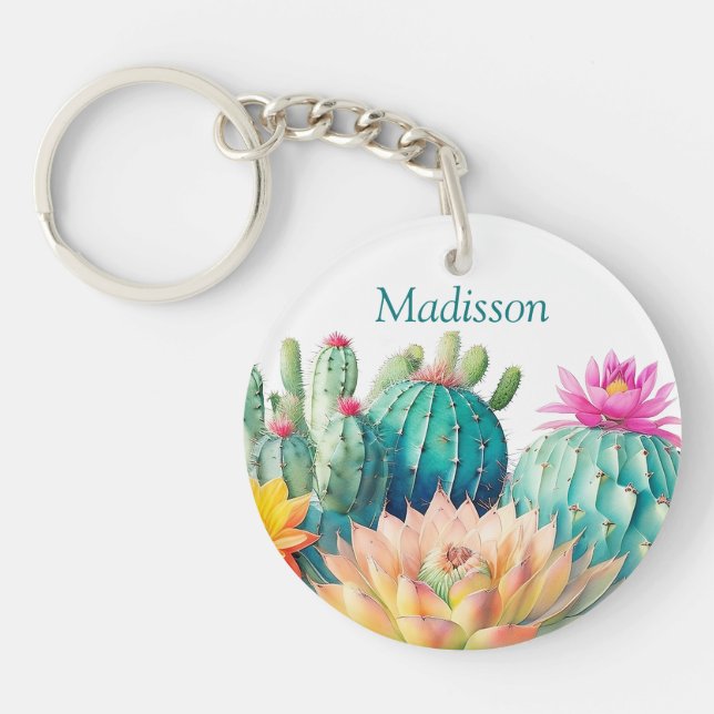 Porte-clefs Cactus Et Succulent Avec Nom (Devant)