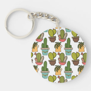 Porte-clefs Cactus et Succulents d'intérieur dans le motif de