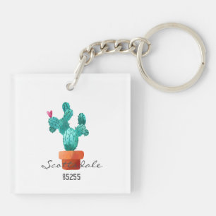 Porte-clefs Cactus Heart Address Code zip Nouveau Home Fun