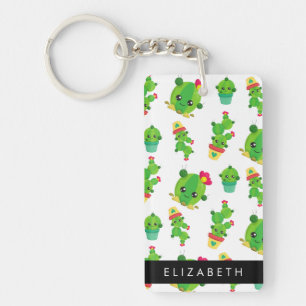 Porte-clefs Cactus mignons, Cactus Motif, Succulent, Votre Nom
