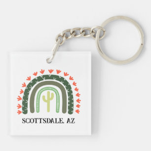 Porte-clefs Cactus Rainbow texte personnalisé Modern Desert