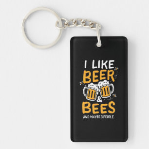 Porte-clefs Cadeau apiculteur J'Aime La Bière Et Les Abeille