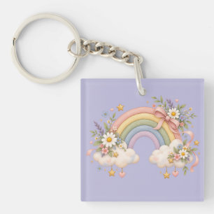 Porte-clefs Cadeau Arc-en-ciel à l'aquarelle – Nuage Charmant
