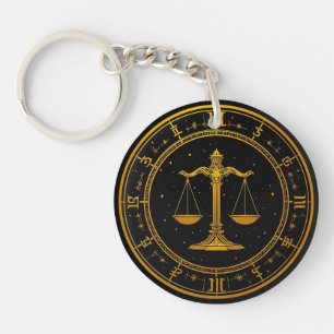 Porte-clefs Cadeau Astrologie Balance en Or pour Personnalité