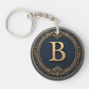 Porte-clefs 🔷 Cadeau avec monogramme lettre B pour lui 🔑