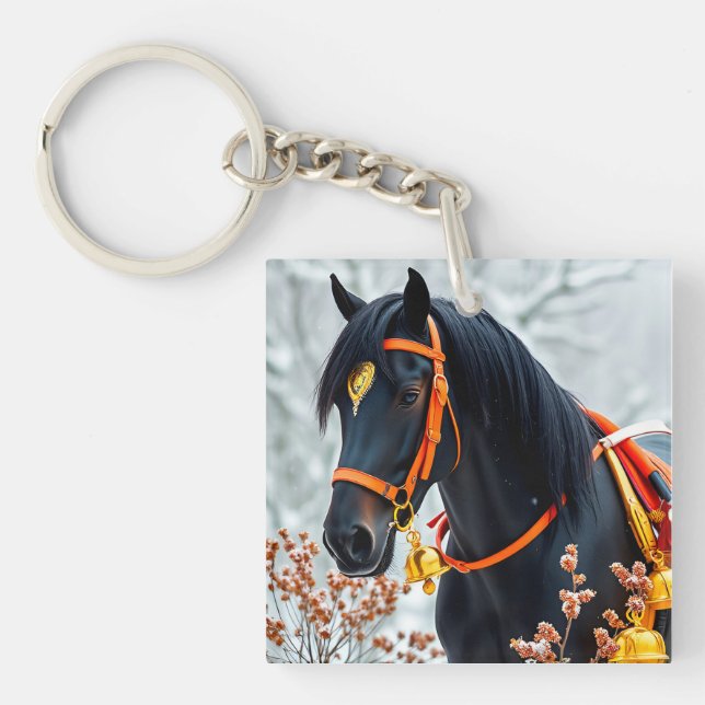 Porte-clefs 🤎 Cadeau Cheval Alezan Pour Les Fans D'équitation (Devant)