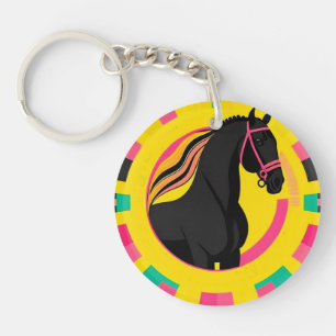 Porte-clefs 🖤 Cadeau Cheval Noir pour la vie équestre 🖤