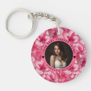 Porte-clefs Cadeau d'anniversaire pour femme thème Amaryllis