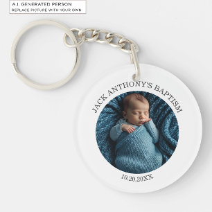 Porte-clefs Cadeau de baptême spécial pour garçon avec photo