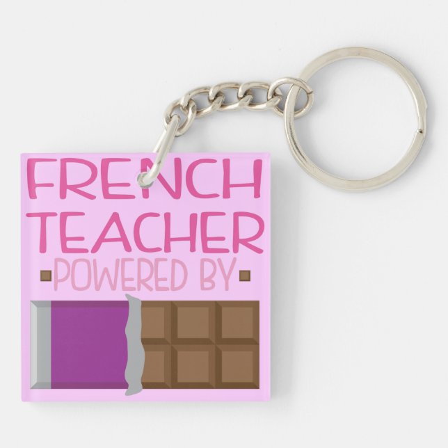 Porte-clefs Cadeau de chocolat de professeur français pour (Dos)