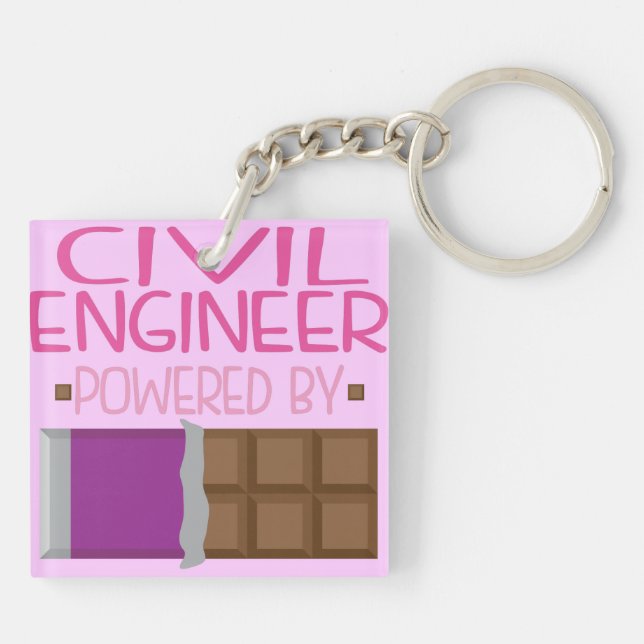 Porte-clefs Cadeau de chocolat d'ingénieur civil pour la femme (Dos)