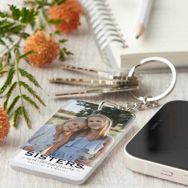 Porte-clefs Cadeau de citation et 2 photos pour SŒURS (Devant droit)