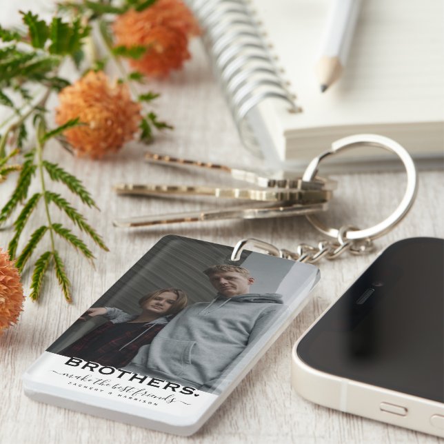 Porte-clefs Cadeau de citation FRÈRES & 2 photos  (Devant droit)