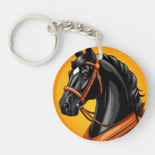 Porte-clefs 🐎 Cadeau de conception de cheval noir pour les am