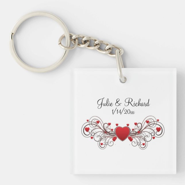 Porte-clefs Cadeau de fête de mariage de coeur (Devant)