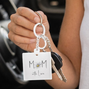 Porte-clefs Cadeau de fête des mères simple marguerite à l'aqu
