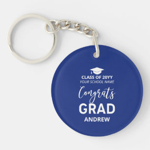 Porte-clefs Cadeau de fin d'études 2023 Photo Votre Nom Bleu R