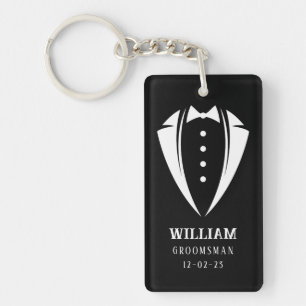 Porte-clefs Cadeau de garçon d'honneur en smoking noir et blan