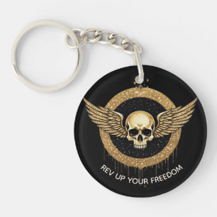 Porte-clefs 💎 Cadeau de goutte de diamant de crâne ailé pour