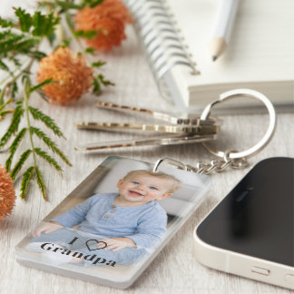Porte-clefs Cadeau de grand-père personnalisé avec photo et te