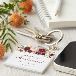 Porte-clefs Cadeau de la suite de roses de couleur bordeaux et
