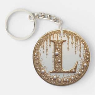 Porte-clefs Cadeau de lettre ornée L monogramme doré
