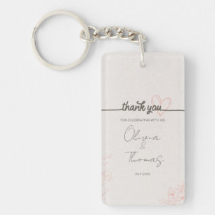 Porte-clefs Cadeau de mariage floral rose minimaliste