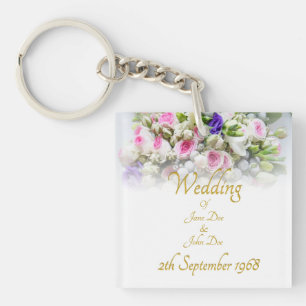 Porte-clefs Cadeau de mariage - Mariée avec un bouquet de mari