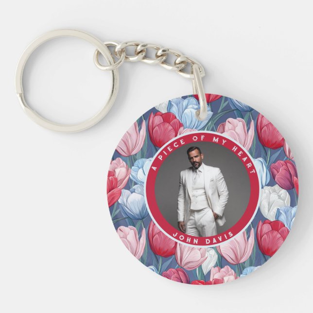 Porte-clefs Cadeau de mariage tendance Fleur de Tulipe (Devant)