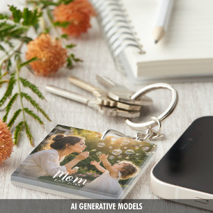Porte-clefs Cadeau de Mémoire Photo de Maman Établie