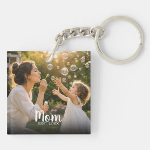 Porte-clefs Cadeau de Mémoire Photo de Maman Établie
