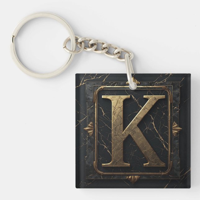 Porte-clefs 🔑 Cadeau de monogramme lettre K pour lui 🎁 (Devant)