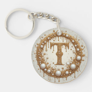 Porte-clefs Cadeau de motif de bijou à initiale T monogramme d
