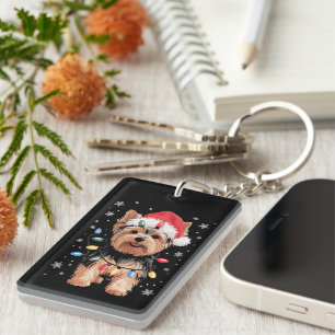 Porte-clefs Cadeau de Noël de Yorkie Chien de Noël Long