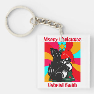 Porte-clefs cadeau de noël d'écureuil, nom personnalisé