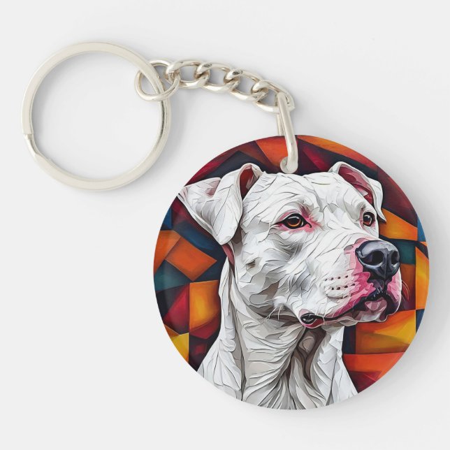 Porte-clefs Cadeau de portrait de Dogo Argentino pour les amou (Devant)