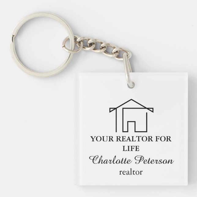Porte-clefs Cadeau de recommandation pour immobilier avec marq (Devant)