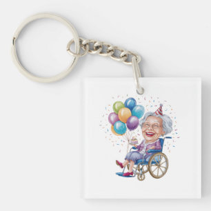 Porte-clefs Cadeau drôle d'anniversaire pour grand-mère âgée p