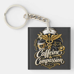 Porte-clefs Cadeau drôle pour infirmière : Caféine et Compassi