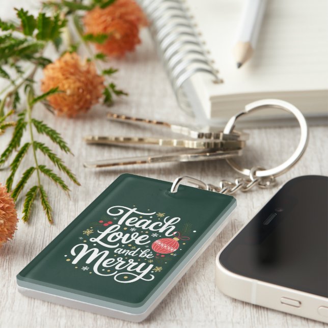 Porte-clefs Cadeau drôle pour professeur Noël Enseigner Amour  (Devant droit)